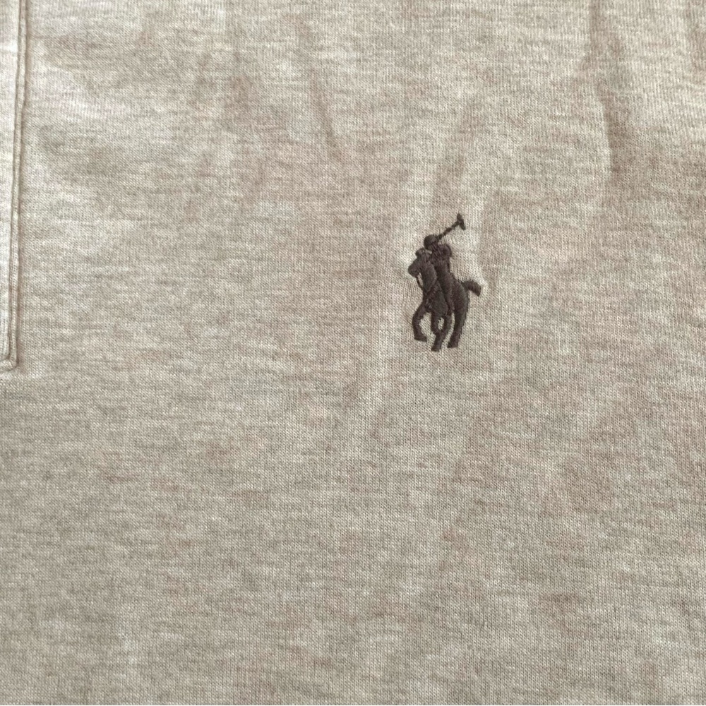 Polo Ralph Lauren Luxury Jersey Quarter-Zip Pullover XL Beige Heather Grey NWT - Picture 9 of 9